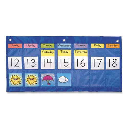 Weekly Calendar With Weather, 21 Pockets, 25 X 12.75, Blue 1