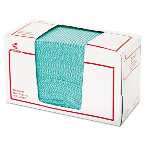 Wet Wipes, 14 X 21, White-Green, 100 Towels-Pack, 9-Carton 1