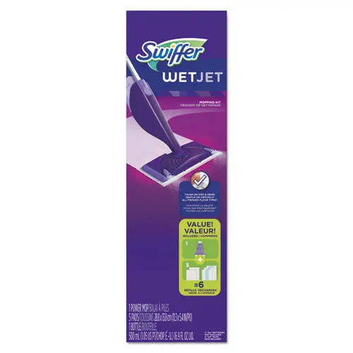 Wetjet Mop Starter Kit, 46" Handle, Silver-Purple, 2-Carton 1