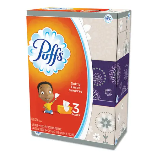 White Facial Tissue, 2-Ply, White, 180 Sheets-Box, 3 Boxes-Pack 1