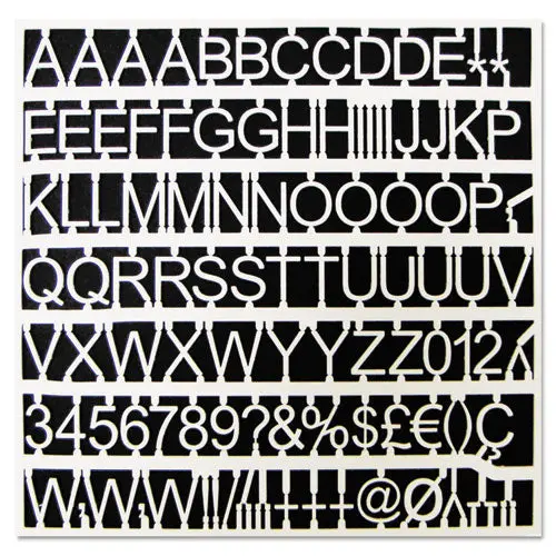 White Plastic Set Of Letters, Numbers And Symbols, Uppercase, 1" Dia. 1