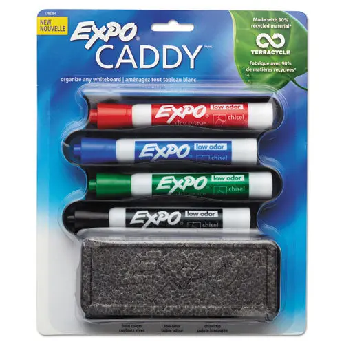 Whiteboard Caddy Set, Broad Chisel Tip, Assorted Colors, 4-Set 1