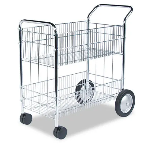 Wire Mail Cart, 21.5W X 37.5D X 39.25H, Chrome 1