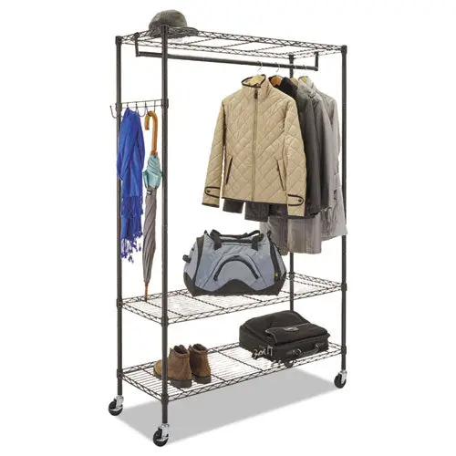 Wire Shelving Garment Rack, 40 Garments, 48W X 18D X 75H, Black 1