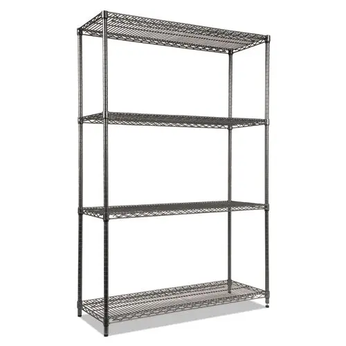 Wire Shelving Starter Kit, Four-Shelf, 48W X 18D X 72H, Black Anthracite 1