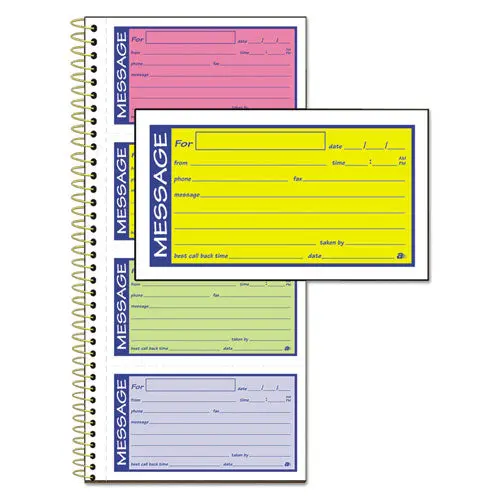 Wirebound Telephone Message Book, Two-Part Carbonless, 200 Forms 1