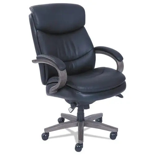 Woodbury High-Back Executive Chair, Supports Up To 300 Lbs., Black Seat-Black Back, Weathered Gray Base 1