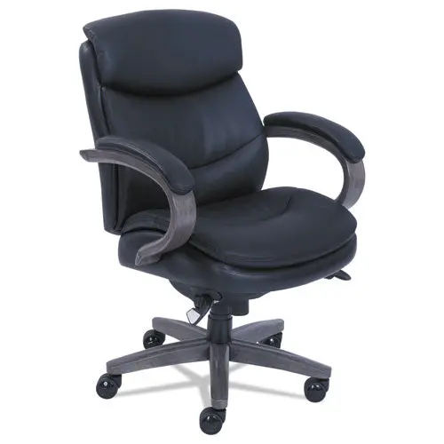 Woodbury Mid-Back Executive Chair, Supports Up To 300 Lbs., Black Seat-Black Back, Weathered Gray Base 1