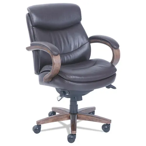 Woodbury Mid-Back Executive Chair, Supports Up To 300 Lbs., Brown Seat-Brown Back, Weathered Sand Base 1