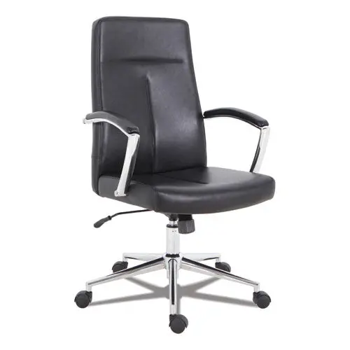 Workspace By Alera Leather Task Chair, Supports Up To 275 Lb, 18.19" To 21.93" Seat Height, Black Seat, Black Back 1