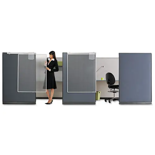 Workstation Privacy Screen, 36W X 48D, Translucent Clear-Silver 1