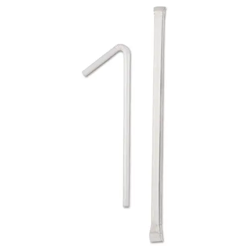 Wrapped Flex Straws, 7 3-4", Polypropylene, White, 10000-Carton 1