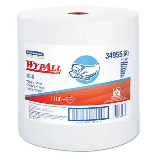 X60 Cloths, Jumbo Roll, White, 12 1-2 X 13 2-5, 1100 Towels-Roll 1