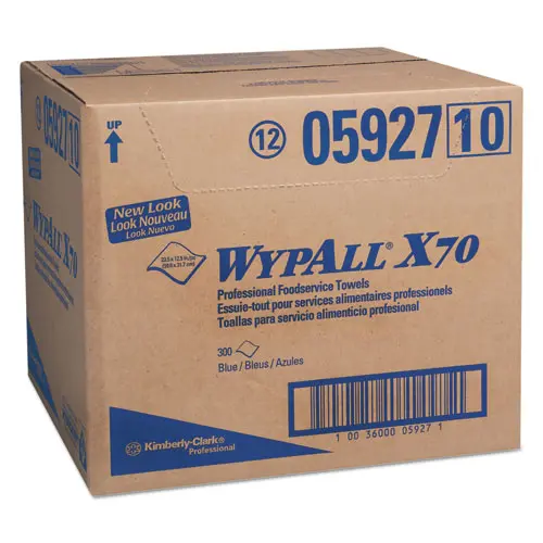 X70 Foodservice Towels, 1-4 Fold, 12 1-2 X 23 1-2, Blue, 300-Carton 1