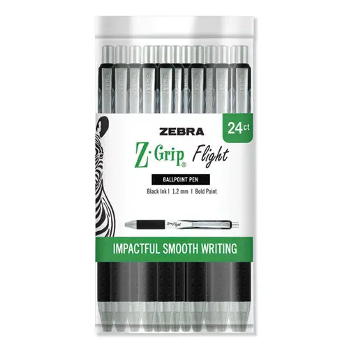 Z-Grip Flight Retractable Ballpoint Pen, 1.2 Mm, Black Ink-Barrel 1