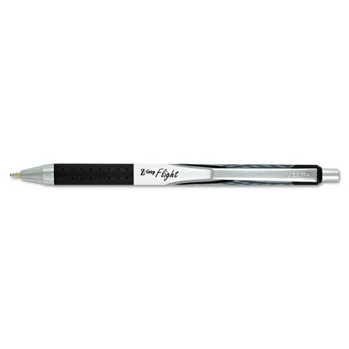 Z-Grip Flight Retractable Ballpoint Pen, 1.2Mm, Black Ink, White Barrel, Dozen 1