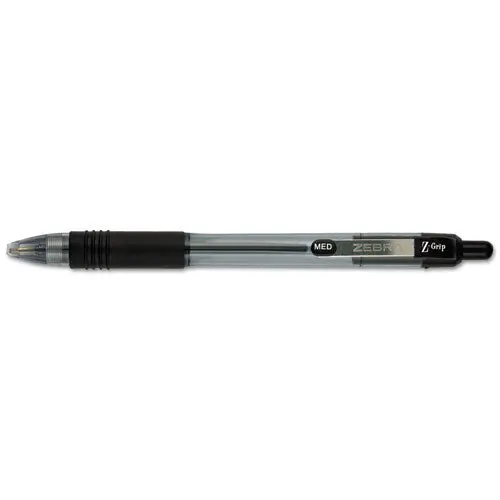 Z-Grip Retractable Ballpoint Pen, Medium 1 Mm, Black Ink, Clear Barrel, Dozen 1