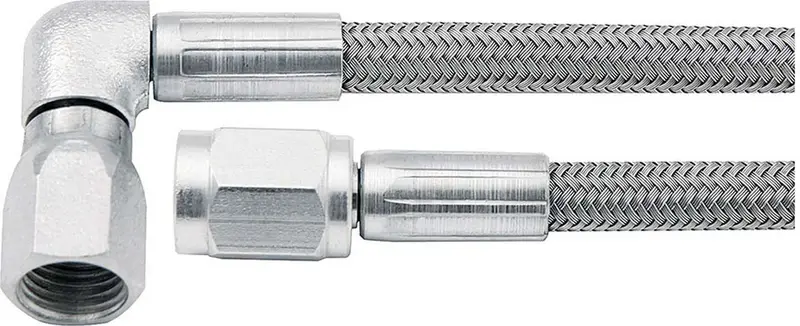 Allstar Performance 46302-18-5 Braided Stainless Steel An-3 Fuel Line Kit – 18-Inch, 5-Pack, 90° Fittings 1