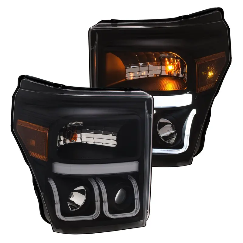 Anzo Usa U-Bar Switchback Projector Headlights – Black Housing With Amber Drls (111386) 1