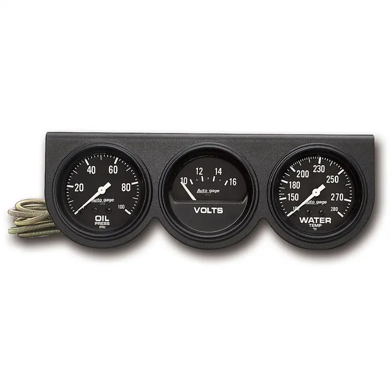 Autometer 2398 Triple-Gauge Console – Oil Pressure, Water Temperature & Voltage (2-5/8″, Black Dial & Bezel) 1