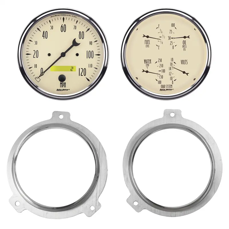 Autometer 7038-02 Direct-Fit Dash Gauge Kit For 1951–1952 Chevrolet Cars – Antique Beige Finish 1