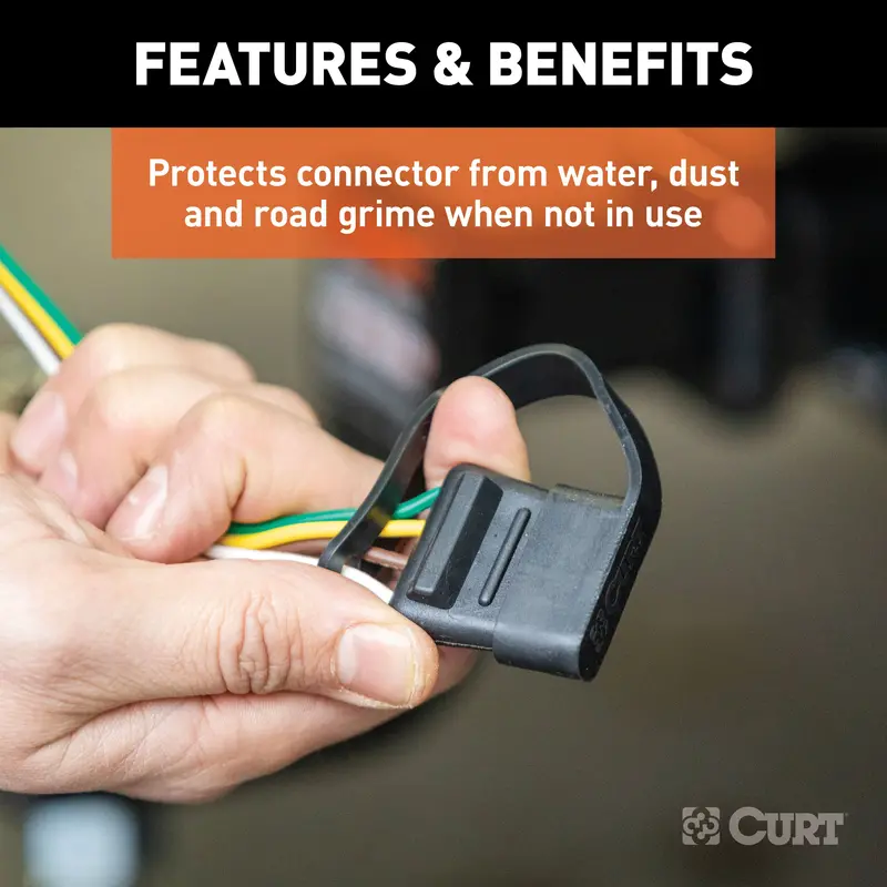 Curt 4-Pin Flat Trailer Wiring Dust Cover – Protective Connector Cap For Vehicle Harnesses 1