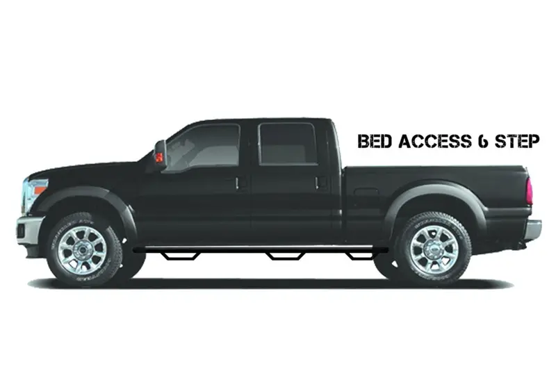 N-Fab Nerf Step Kit – Wheel-To-Wheel Side Steps With Bed Access (3-Step Design) For 2004–2008 Ford F-150 Supercab (6'6" Bed), Texas Black Finish – Model F04100Qc-6-Tx 1