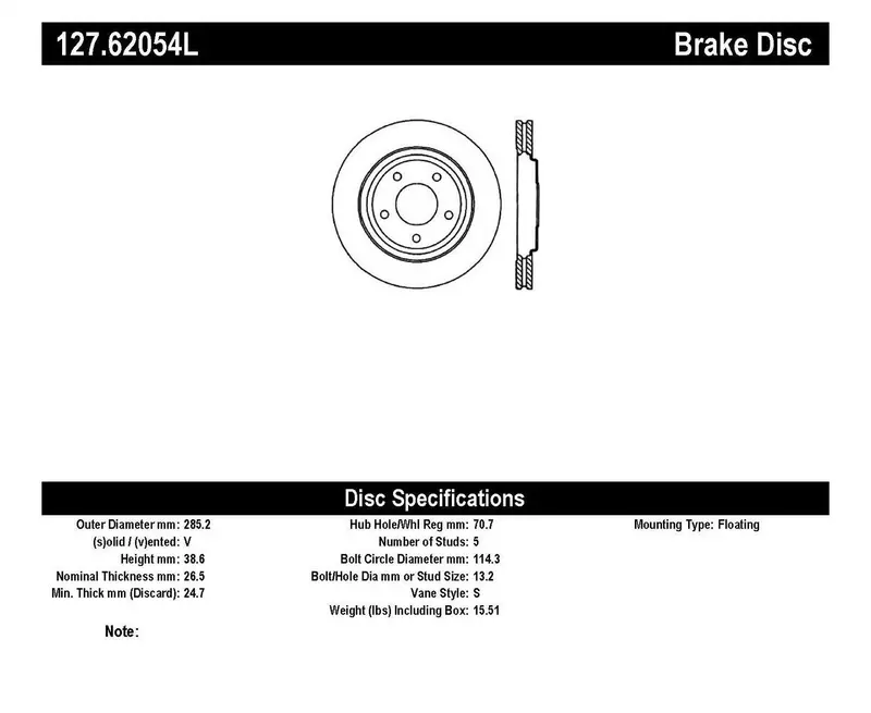 Stoptech 127.62054L Front Left Sport Brake Rotor – Drilled And Slotted Design 1