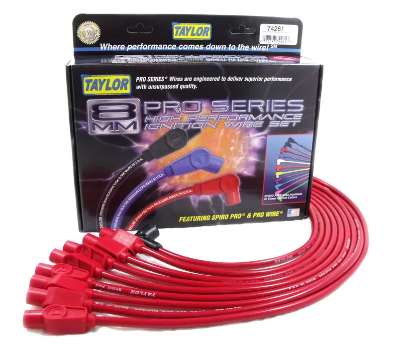 Taylor Spiro-Pro 8Mm Ignition Wire Set – Red Silicone With 180° Boots 1